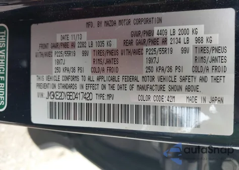 2014 Mazda Cx-5 Grand Touring z USA, uszkodzony, nr VIN JM3KE2DY6E0417420